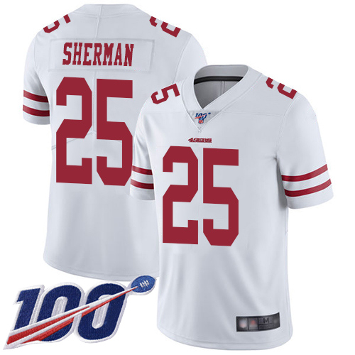 San Francisco 49ers Limited White Men Richard Sherman Road NFL Jersey #25 100th Season Vapor Untouchable->san francisco 49ers->NFL Jersey